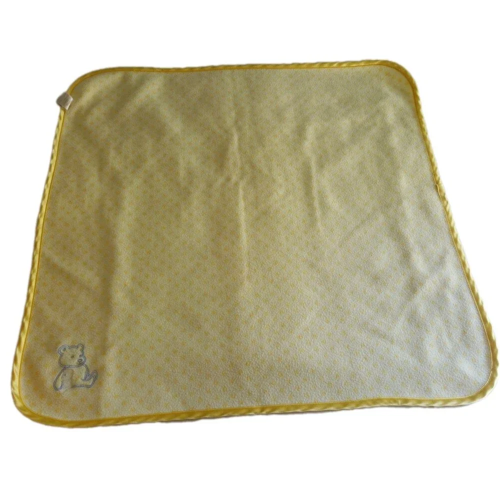 VTG Child‎ of Mine by Carter's Yellow Polka Dot Blue Teddy Fleece Baby Blanket